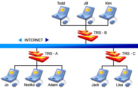 Example of a network with TRS servers in place