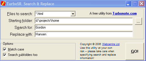 Free multi-file search and replace utlity