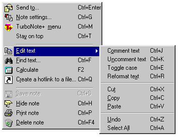 Note settings, calculator and editing features