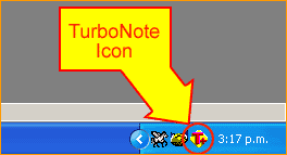 TurboNote+ Icon in icon tray
