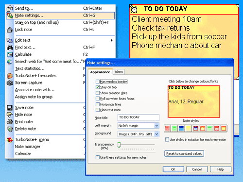 TurboNote+ desktop sticky notes - Sticky notes PIM instant messaging shareware